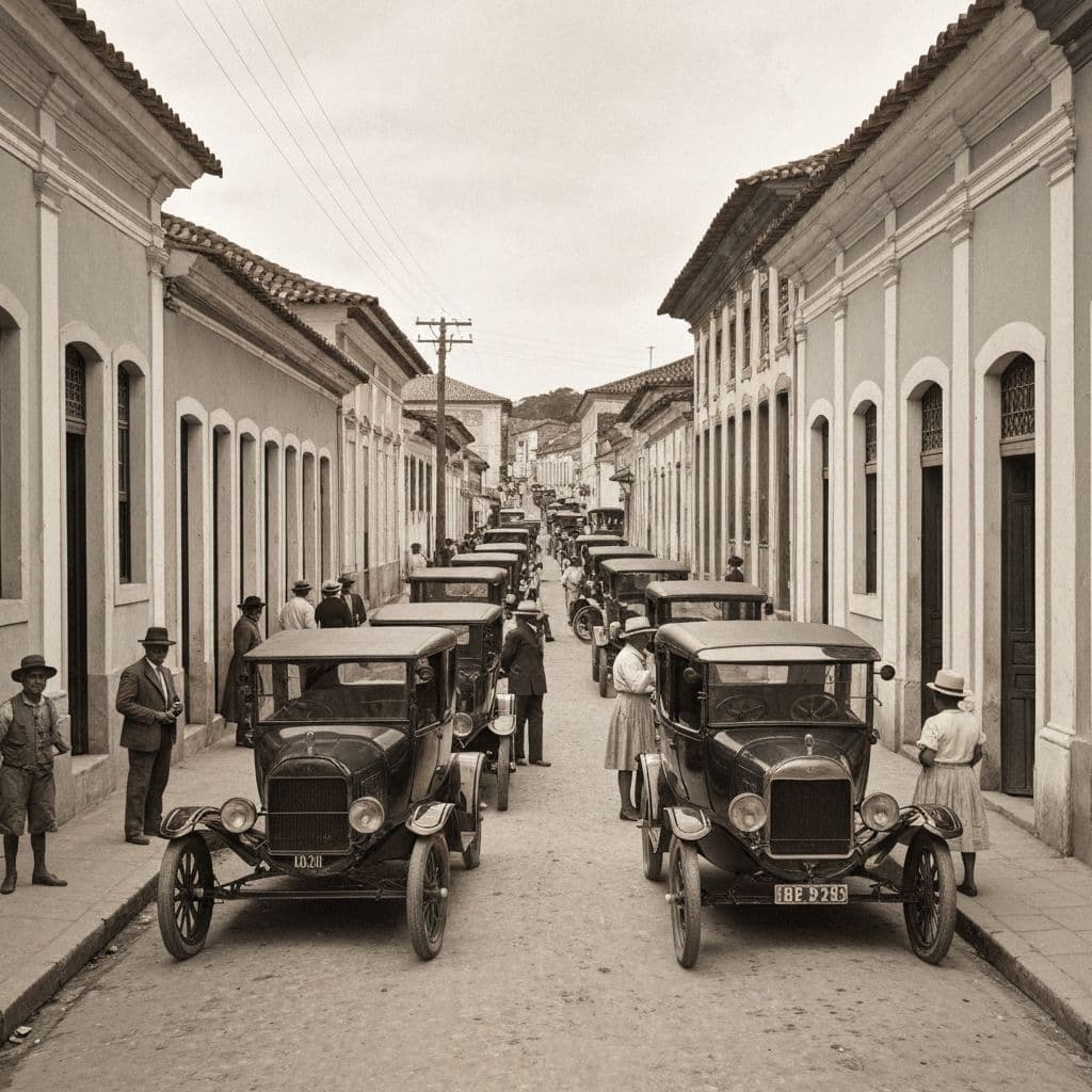 Automóveis estacionados em cidade goiana