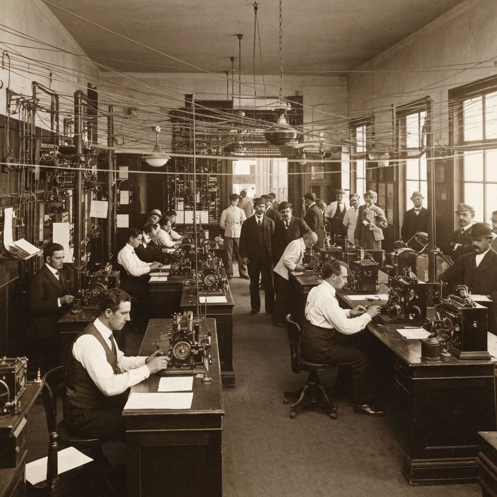 Estação telegráfica em funcionamento